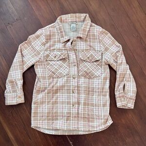 Girls Plaid Fleece Button Up